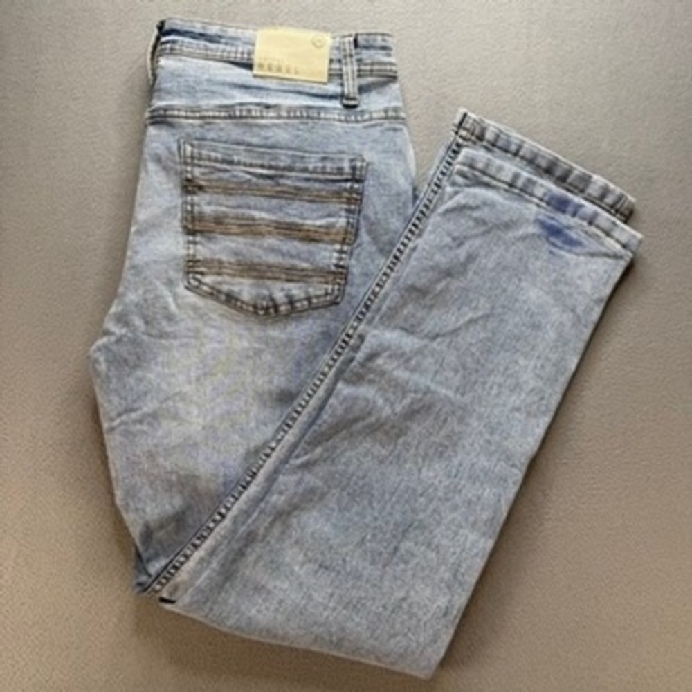 Artful Rebel Jeans Mens 36W (FIT 36x30) Light Blue Straight Leg Denim Stretch